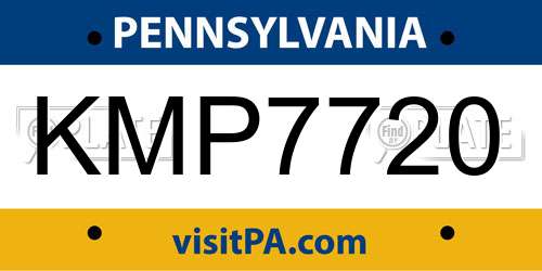 KMP7720 Pennsylvania License Plate