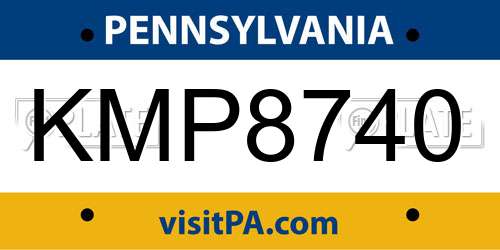 KMP8740 Pennsylvania License Plate