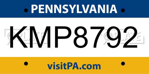 KMP8792 Pennsylvania License Plate