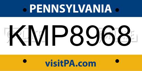 KMP8968 Pennsylvania License Plate
