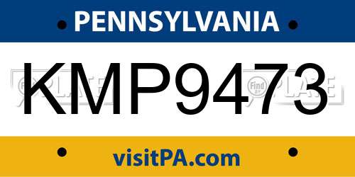 KMP9473 Pennsylvania License Plate