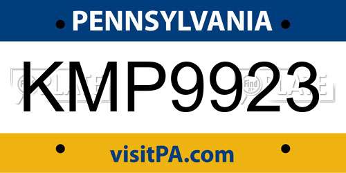 KMP9923 Pennsylvania License Plate