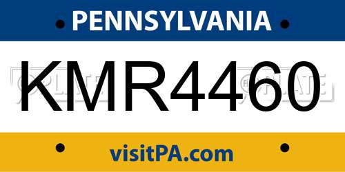 KMR4460 Pennsylvania License Plate