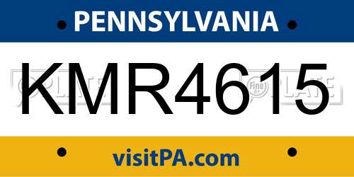 KMR4615 Pennsylvania License Plate