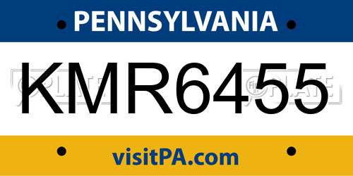 KMR6455 Pennsylvania License Plate