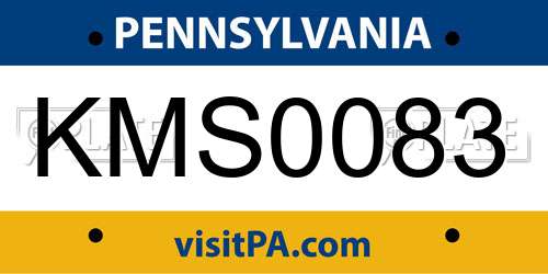 KMS0083 Pennsylvania License Plate