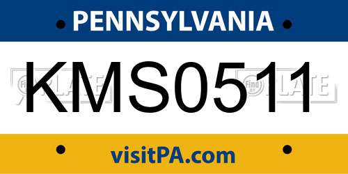 KMS0511 Pennsylvania License Plate