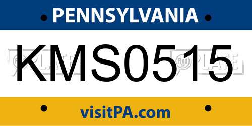 KMS0515 Pennsylvania License Plate