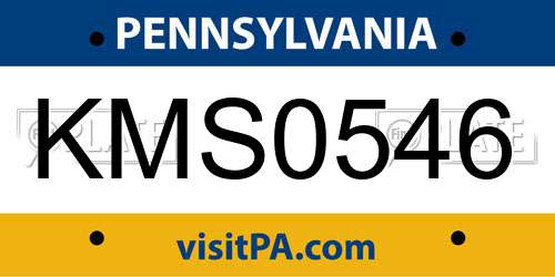 KMS0546 Pennsylvania License Plate