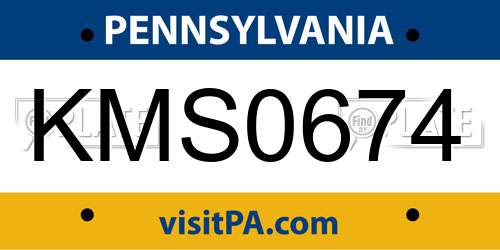 KMS0674 Pennsylvania License Plate