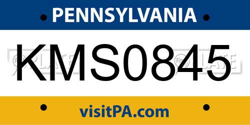 KMS0845 Pennsylvania License Plate