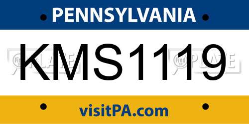 KMS1119 Pennsylvania License Plate