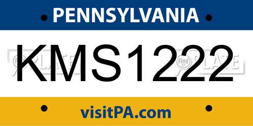 KMS1222 Pennsylvania License Plate