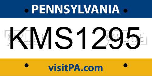 KMS1295 Pennsylvania License Plate