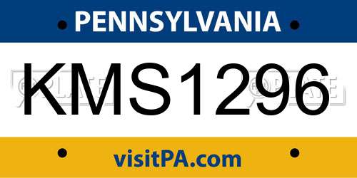 KMS1296 Pennsylvania License Plate
