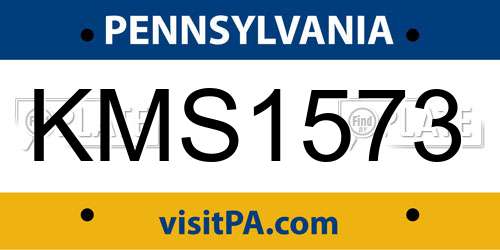 KMS1573 Pennsylvania License Plate
