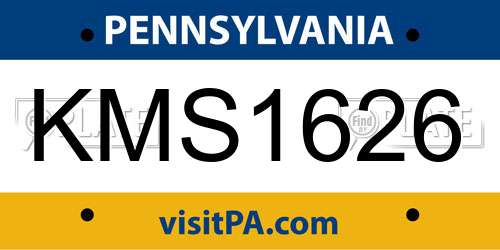 KMS1626 Pennsylvania License Plate