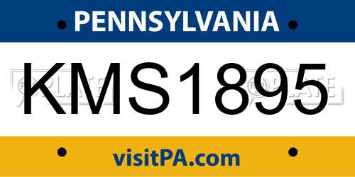 KMS1895 Pennsylvania License Plate