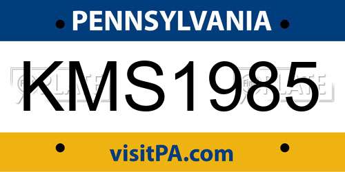 KMS1985 Pennsylvania License Plate