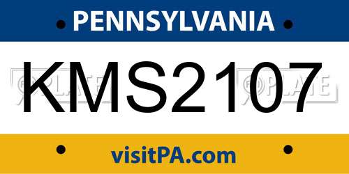 KMS2107 Pennsylvania License Plate