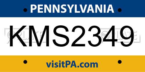 KMS2349 Pennsylvania License Plate
