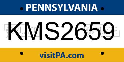 KMS2659 Pennsylvania License Plate
