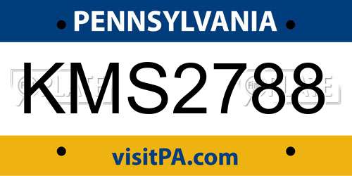KMS2788 Pennsylvania License Plate