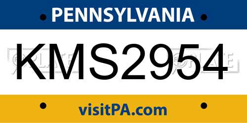 KMS2954 Pennsylvania License Plate