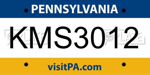 KMS3012 Pennsylvania License Plate