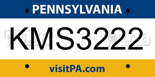 KMS3222 Pennsylvania License Plate