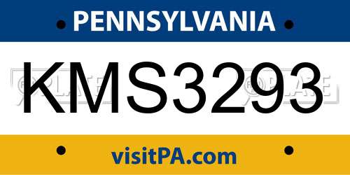 KMS3293 Pennsylvania License Plate