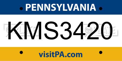 KMS3420 Pennsylvania License Plate