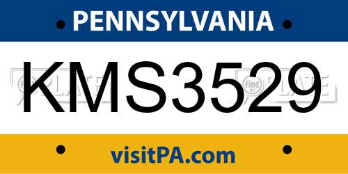 KMS3529 Pennsylvania License Plate