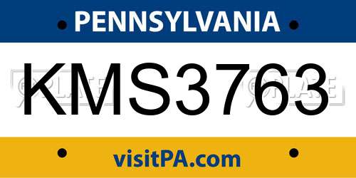 KMS3763 Pennsylvania License Plate