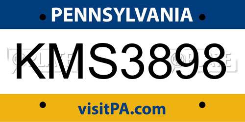 KMS3898 Pennsylvania License Plate