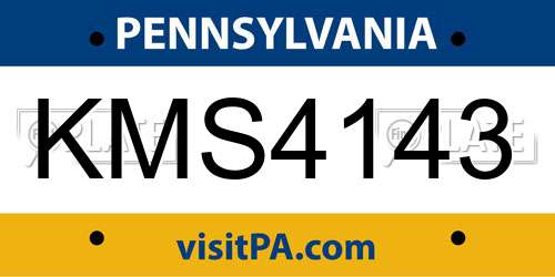 KMS4143 Pennsylvania License Plate
