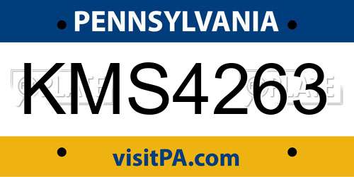 KMS4263 Pennsylvania License Plate