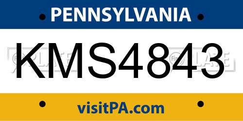 KMS4843 Pennsylvania License Plate