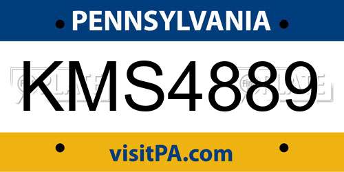 KMS4889 Pennsylvania License Plate