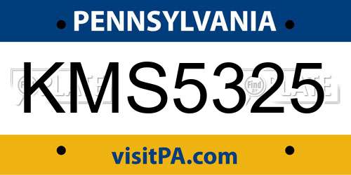 KMS5325 Pennsylvania License Plate