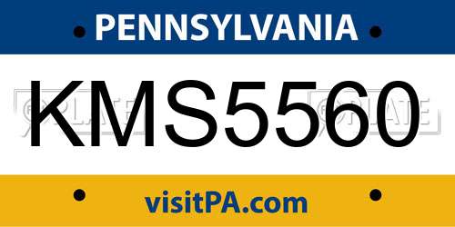 KMS5560 Pennsylvania License Plate