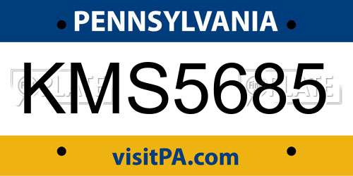 KMS5685 Pennsylvania License Plate