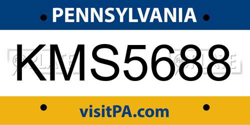 KMS5688 Pennsylvania License Plate