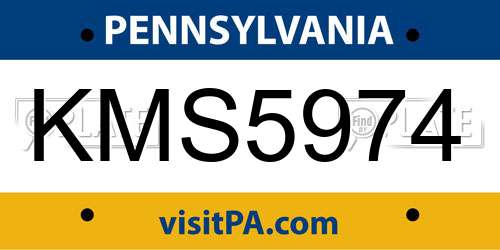 KMS5974 Pennsylvania License Plate