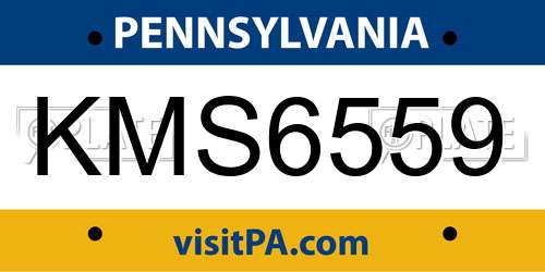 KMS6559 Pennsylvania License Plate
