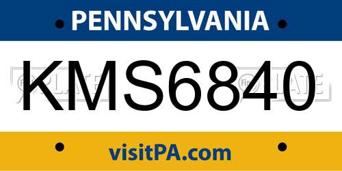 KMS6840 Pennsylvania License Plate