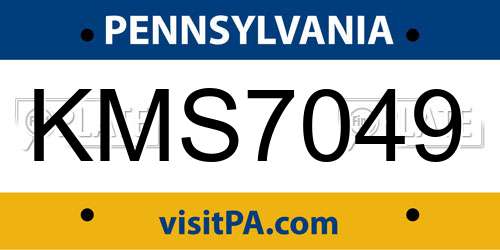 KMS7049 Pennsylvania License Plate