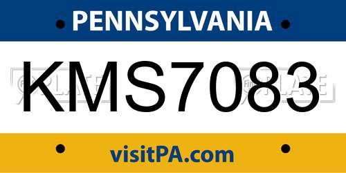 KMS7083 Pennsylvania License Plate