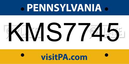 KMS7745 Pennsylvania License Plate