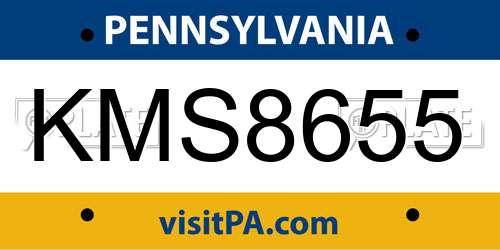 KMS8655 Pennsylvania License Plate